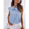 Women's Bowknot Polka Dot Ruffle Frill Sleeveless Tops Tank Vest Blouse Shirts
