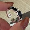 925 Sterling Silver Rings for Women Couple Minimalist Geometric Black Star Ring Fine Jewelry Birthday Gift Prevent Allergy