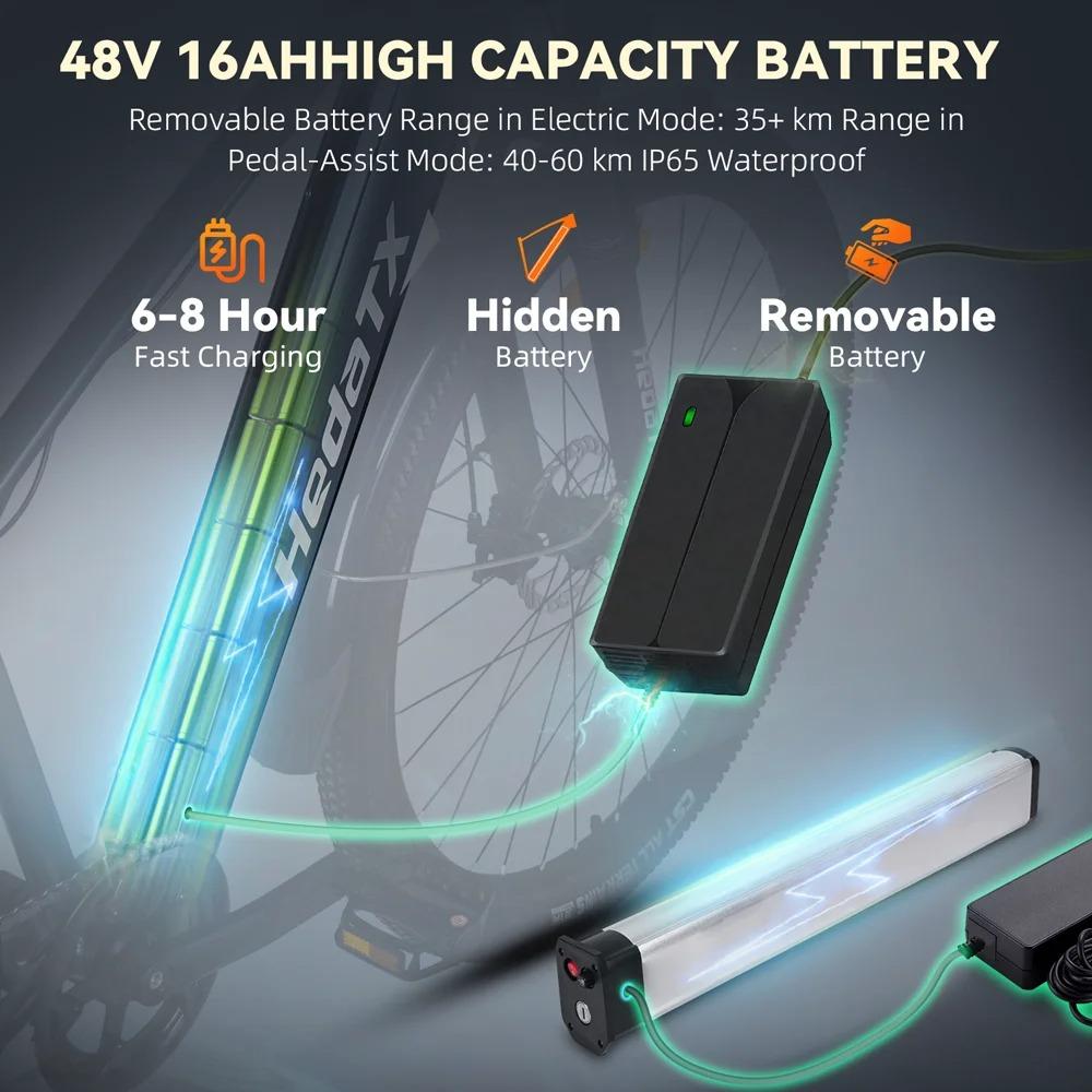 Nuova TX1 29 Pollici Telaio in Alluminio 1000W 48V16AH Batteria Nascosta 48KM/h Montagna Adulto Città Pendolarismo Famiglia 7 Velocità Bicicletta Elettrica