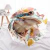 Frog and Flowers pattern, automatic folding umbrella, portable and foldable design, 8 ribs, a Christmas or birthday gift.