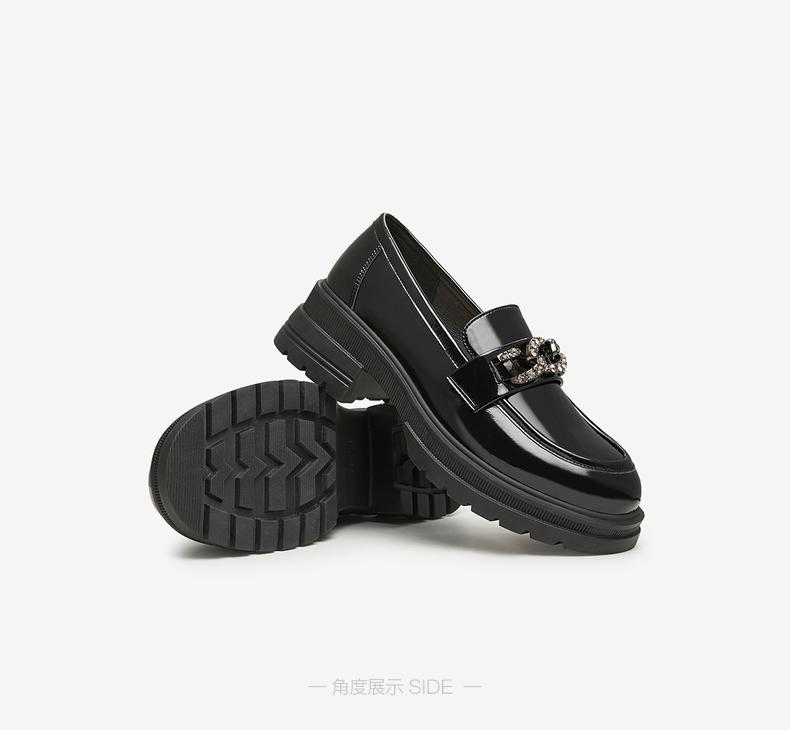 Best 24 Spring Fashion Metal Buckle Academy Wind Le Fu Shoes Coarse Heel Women's Single Shoes WA511AA4