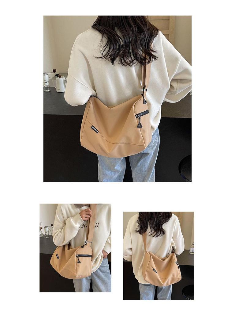 2025 Summer Versatile Solid Color Casual Shoulder Sports Bag - Lightweight Crossbody for College Students