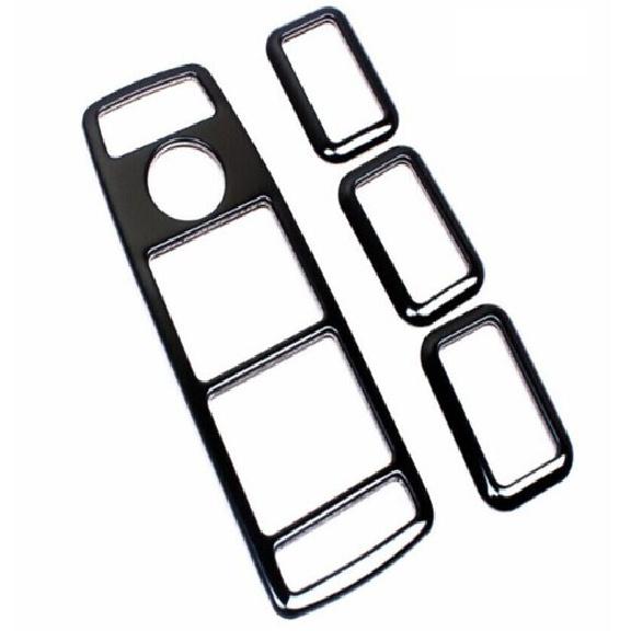Black Titanium Window Lock Lift Panel Trim Frame Fit For Benz C-Class 2007-2014