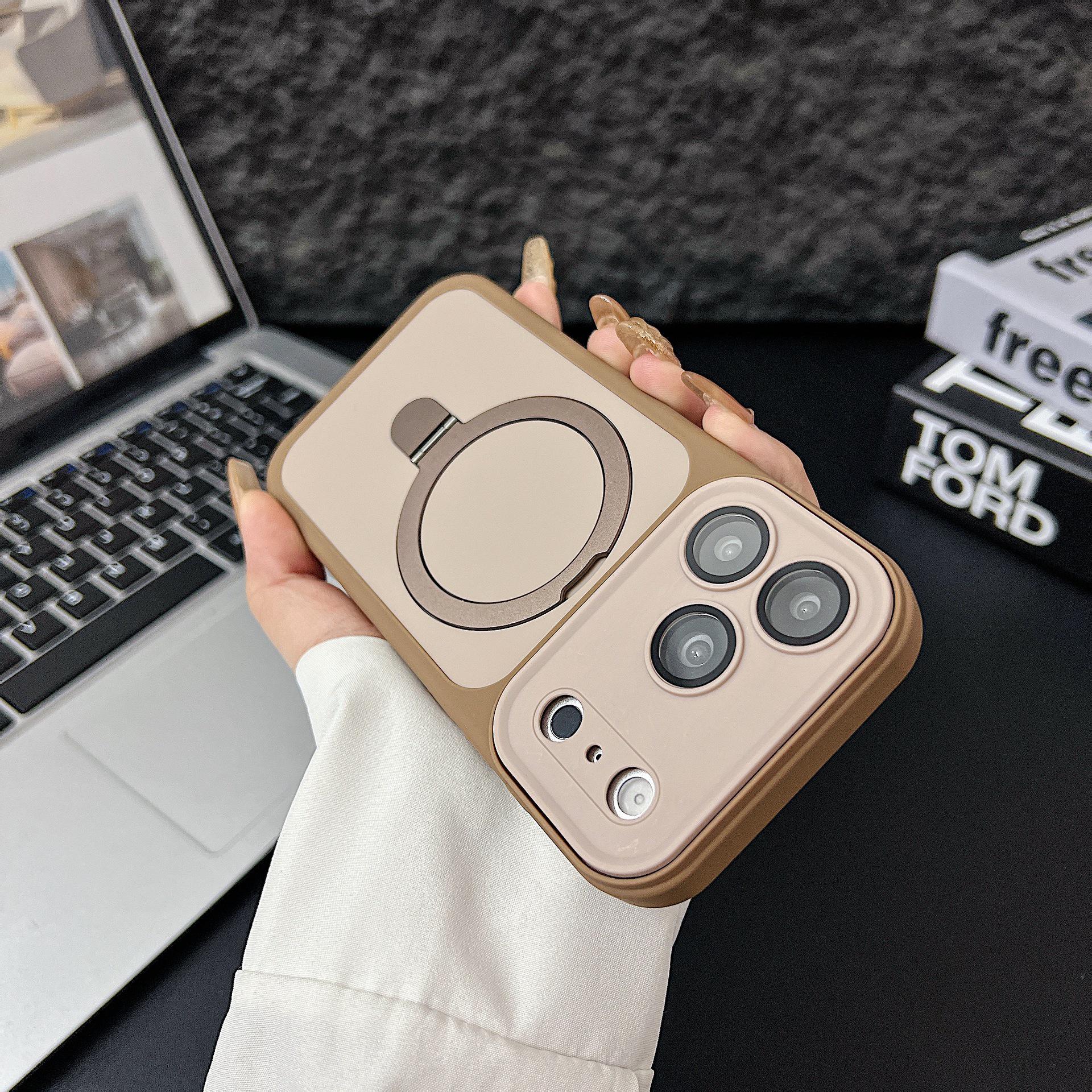 

Frosted Magnetic Bracket Phone Case for iPhone 17 Pro Max - Color Contrast, Premium Feel & Protective Design iPhone 12