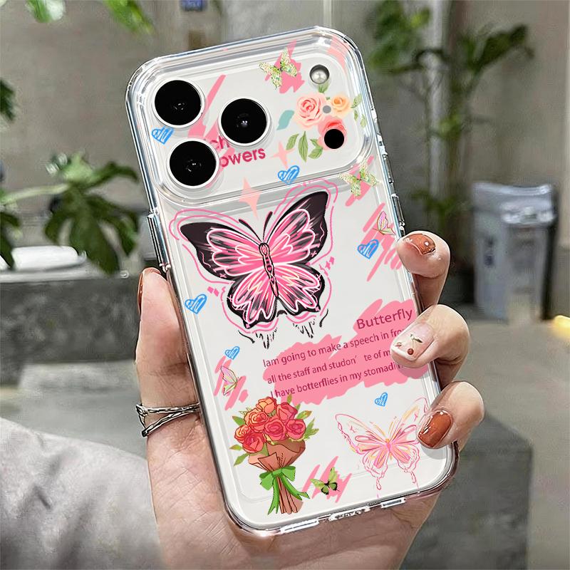 Colorful Butterfly Pattern Soft Case For iPhone 17e 17 16 15 14 13 Pro Max 17 Pro 16e 12 11 Transparent Shockproof Phone Cover