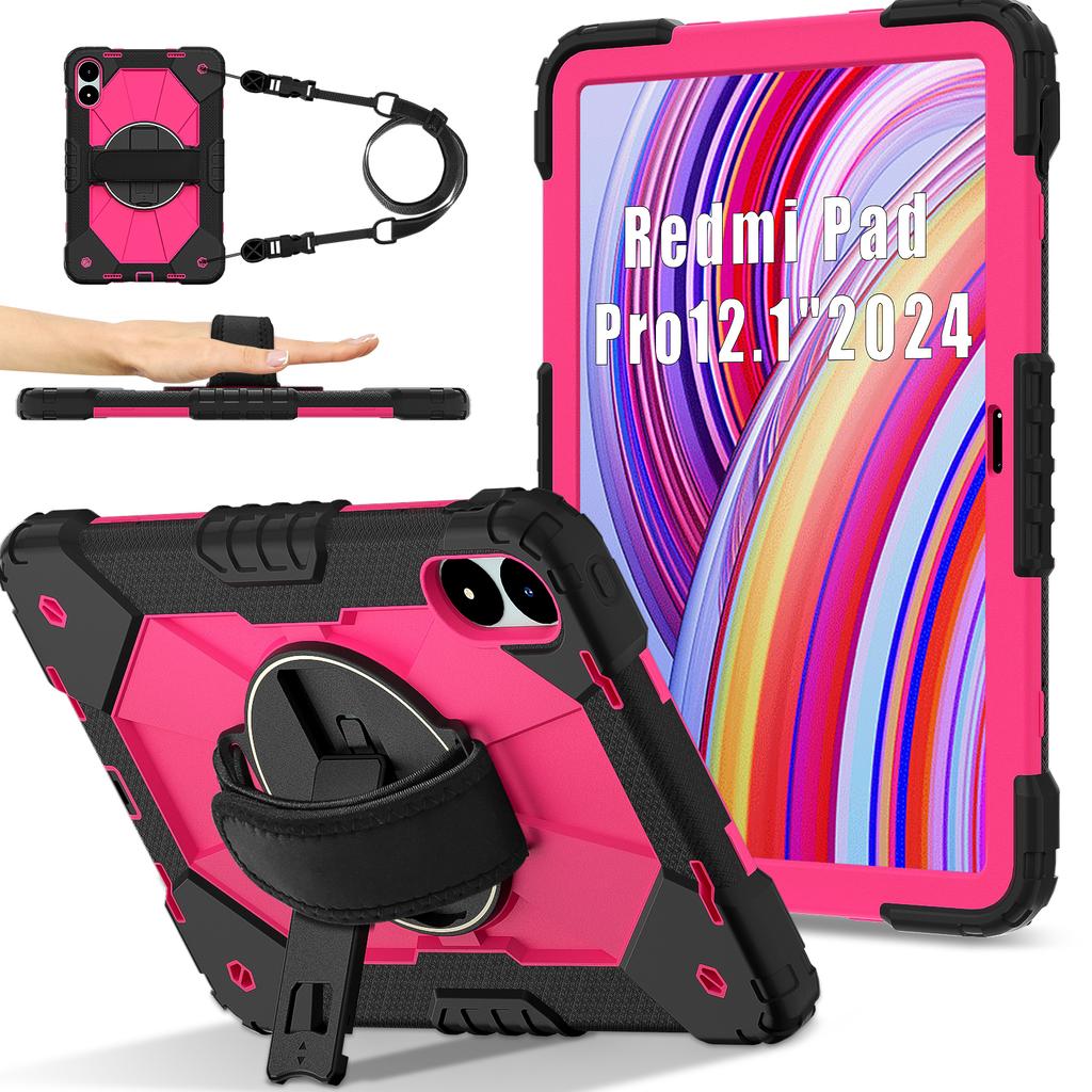 For Xiaomi Redmi Pad Pro 5G/Pad Pro/Poco Pad 4G Case Kickstand Silicone+PC Tablet Cover with Shoulder Strap