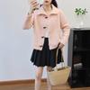 Autumn and Winter New Horn Buckle Lapel Knitted Cardigan Design Soft Waxy Milk Fufu Temperament Sweater Jacket Women