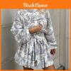 Elegante Vestito Primaverile con Stampa e Pieghe per Uso Casual