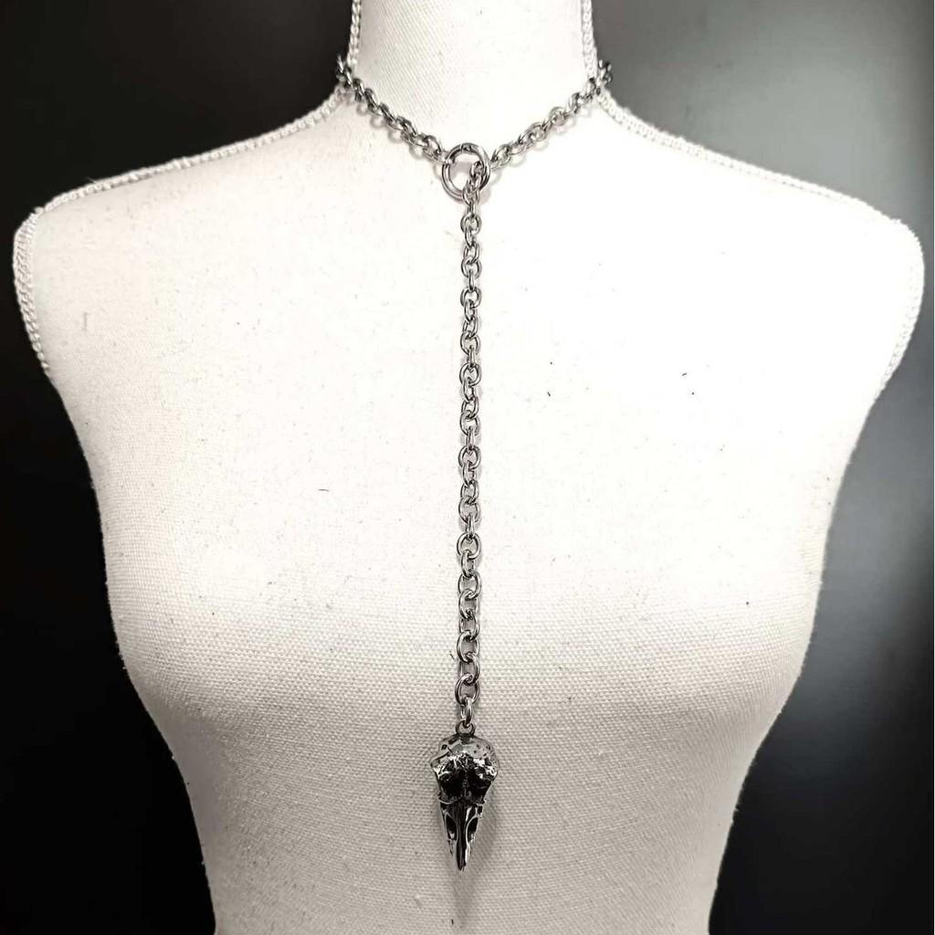 Gothic Style Necklace With Crow Head Pendant And Open Oring For Women Fashion Accessory