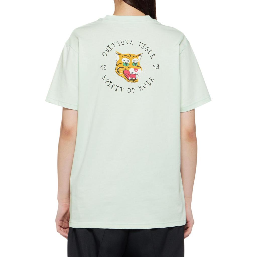 ONITSUKA TIGER Grafisches T-Shirt Einfacher Buchstabendruck Gestricktes Sport-T-Shirt mit Rundhalsausschnitt und kurzen Ärmeln Unisex Oberteile Hellgrün 2183B181-301