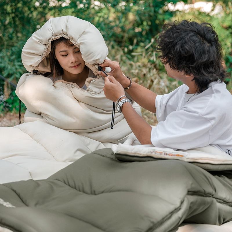 Customer Outdoor Camping LD150 LD250 Patchwork Envelope Sleeping Bag with Removable Hood