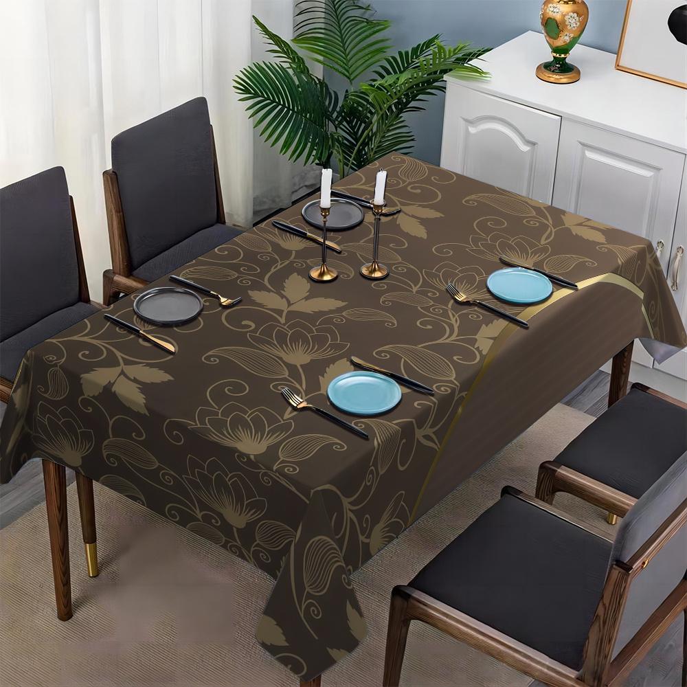 1pc, 2D Flat Floral And Ornate Patterned Printed Tablecloth for Indoor And Outdoor Festive Occasions, Available In Rectangular And Square Shapes, Perf