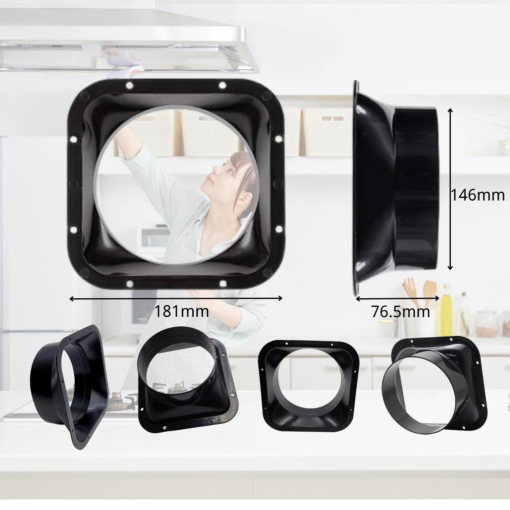 SLMYCAO Duct Connector ABS Straight Pipe Flange Ventilation System Connector for Plumbing Parts (Square 5.9 Inches (150 Mm)