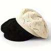 Elastic Stretchy Hollowed Beret Cap Breathable Lady Casual Painter Hat For Office Women and Teens Girl Everyday Wear