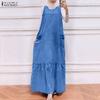 Women Casual Round Neck Sleeveless Muslim Long Dress