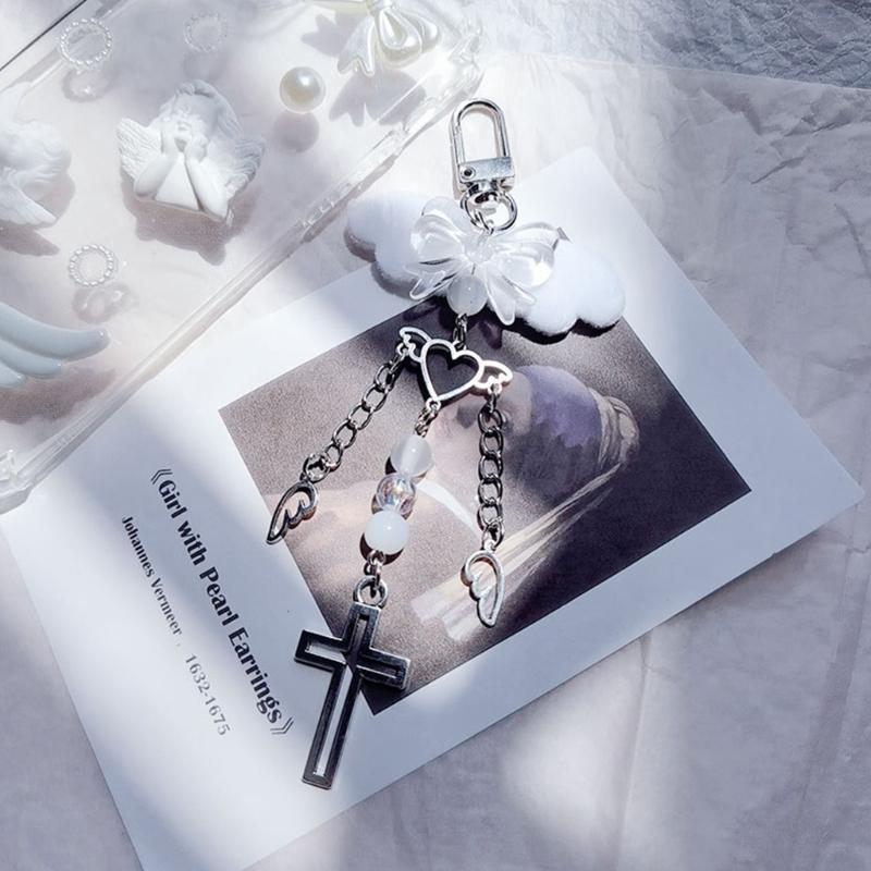 Cross Bowknot Angel Wing Pendant Phone Strap Portable Hanging Lanyard for Girls