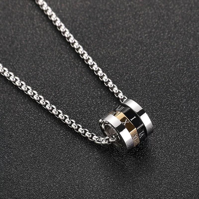 Roman Numerals Small Waist Transfer Necklace Men's Trend Brand Versatile Titanium Steel Pendant Sweater Chain High-end Chain Light Luxury