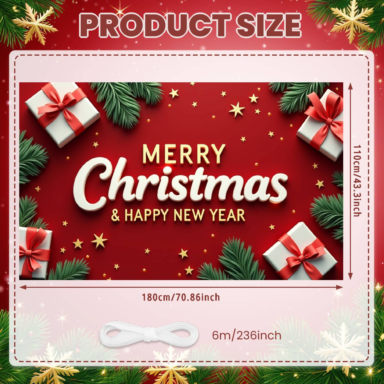 Winter Celebration Display Merry Christmas Print Festive Background Christmas Banner Gift Box Decor Holiday Backdrop For Festive