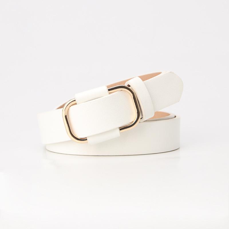 Womens Minimalist Faux Leather Belt For Jeans And Pants With Alloy Buckle