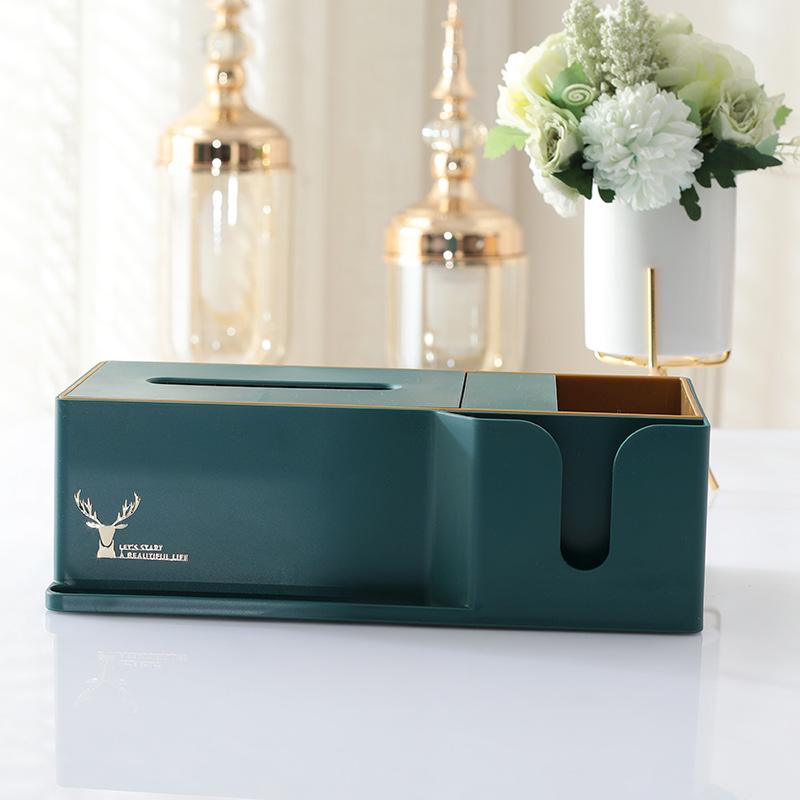 Multi-function Remote & Tissue Storage Box - Luxury Coffee Table Organizer