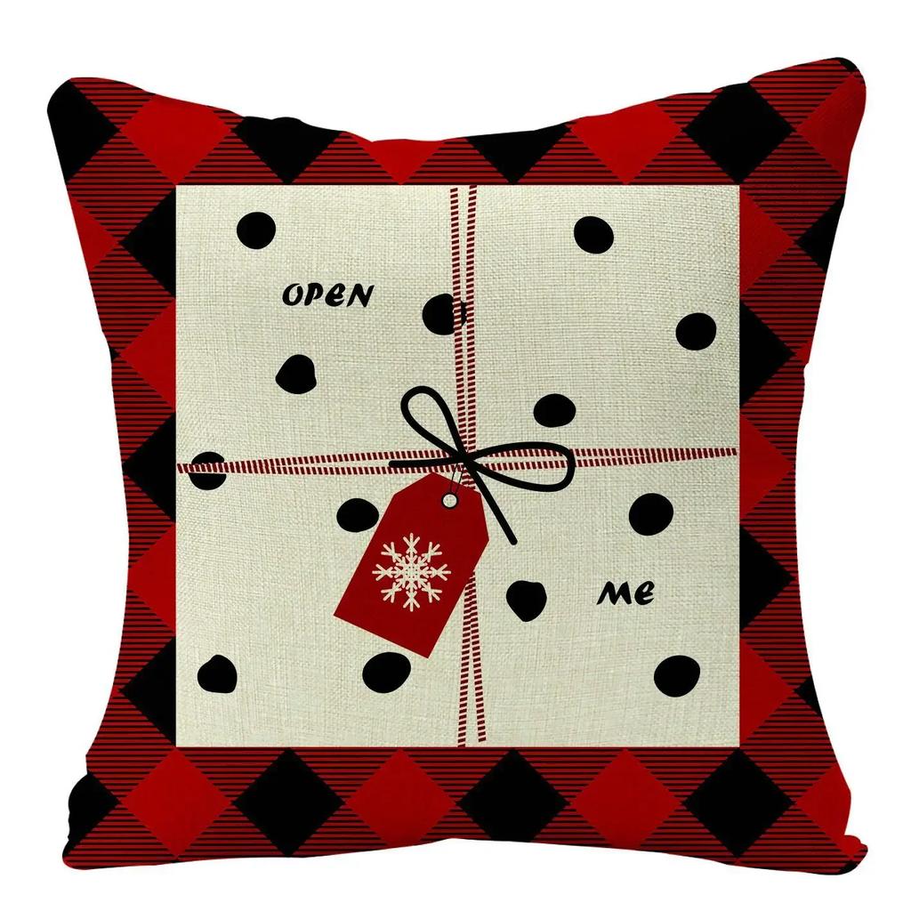 2022 Merry Christmas Home Decor Cushion Cover 45x45cm Cute Animals Cartoon Printed Throw Pillow Cover Xmas Decorative Pillowcase