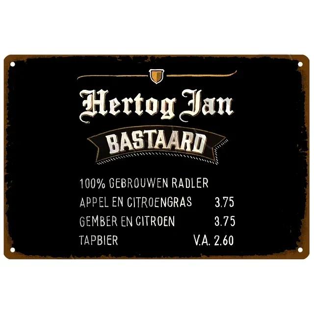 Mfoever Tin Sign Vintage Hertog Jan La Chouffe Beer Themed Metal Tin Sign Retro Belgian Brewery Wall Art Decor for Bar Pub Man Cave Rustic Iron P