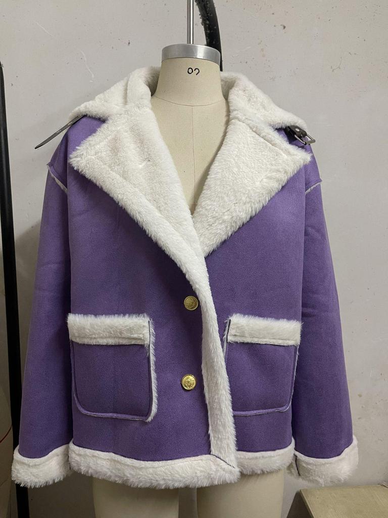 2024 Fashion Turn-Down Collar Plush Winter Warm Casual Jacket