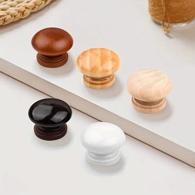 Rust-Resistant Walnut Wood Cabinet Knobs Easy-Grip Design Dresser Furniture Door Knobs  Wardrobe