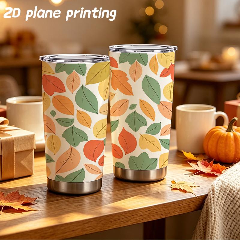 591ml Car Tumbler Autumn maple leaf elements Straw Cup Leakproof Tumbler Portable Tumbler Straight Tumbler Tumbler With Lid