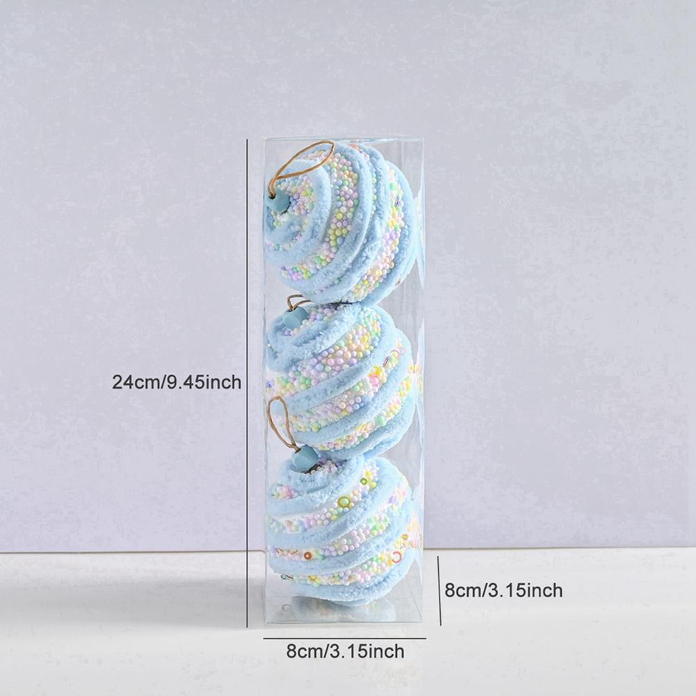 3pcs Candy Christmas Ornaments Pastel Ball Ornament Set Macaron Shatterproof Glitter Foam Balls Xmas Tree Hanging Decor