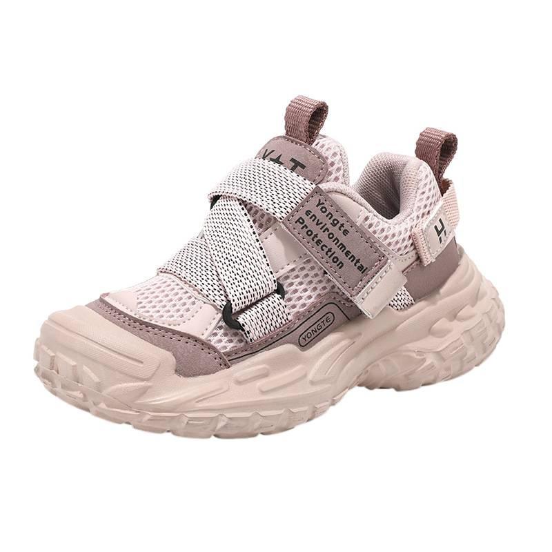 Girls 2025 autumn new double mesh breathable rotating buckle children's sports boys soft sole middle and old children's dad shoes