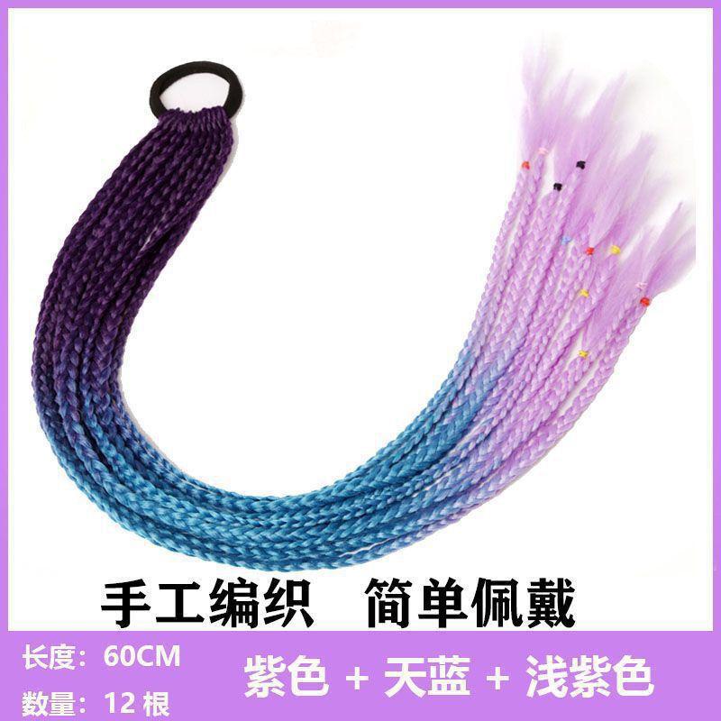 Children's Wig Dreadlocks Hair Accessories Bow Tie Style Colorful Braided Hair Ties Girls' Short Stage Cute Ombre Ponytail