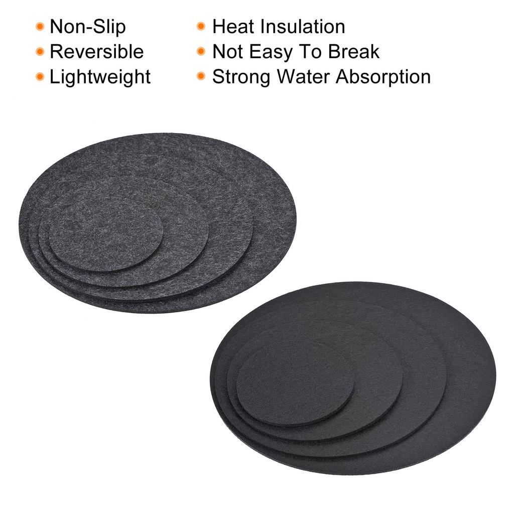 Pflanzenuntersetzer 4 6 8 10 Zoll Wendbar Saugfähig Wasserdicht Rund Filzunterlage Matte Schwarz + Grau 16in1 Set