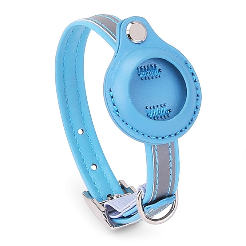 

Small Dog Collar Holder for Locator Cats Soft PU Leather Adjustable Collars S синій