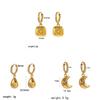 Geometric Zircon Stainless Steel Drop Earrings For Women With Diamond Accents