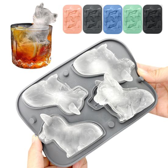 Silicone Ice Cube Tray Corgi Shapes Ice Cube Mold Built-in Funnel Large Craft Tray for Whiskey Cocktails Bourbon DIY Chocolate Soap Maker