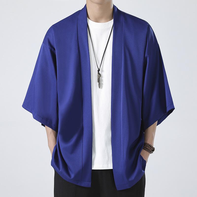 Herren Großer Chinesischer Hanfu Cardigan: Lockere taoistische Zen-Eisseiden-Sommer-Sonnenschutzjacke
