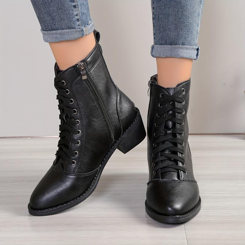 

Women s Boots with British Style, Casual and Trendy High Top Leather Zipper Short Boots, Solid Color Fashionable and Versatile 43