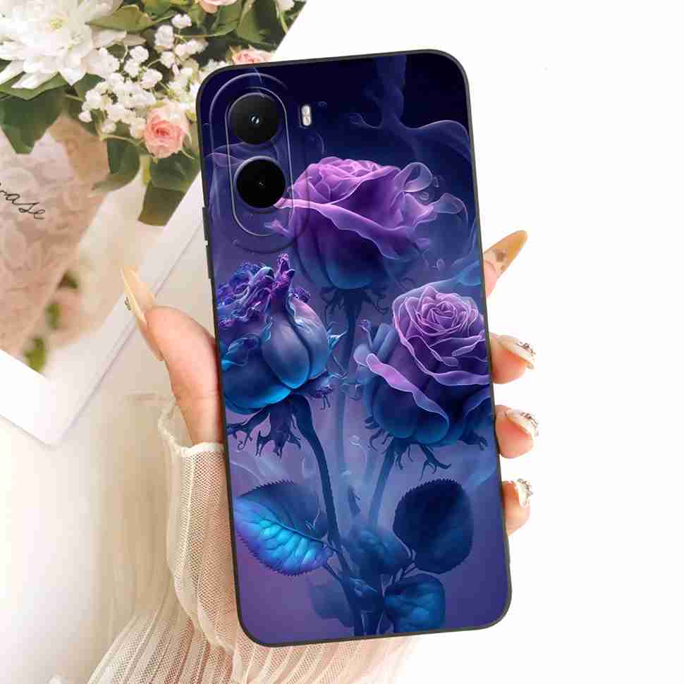 Silicone Case For Xiaomi Poco M7 4G Case Cute Cat Flowers Soft Slim Phone Cases For Xiaomi Poco M7 PocoM7 4G Cover Bumper