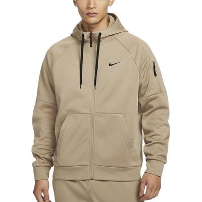 Therma FIT Solid Color Fleece Lined Full Zippers Thermal Hooded Sweatshirt Men's Khaki DQ4831-247