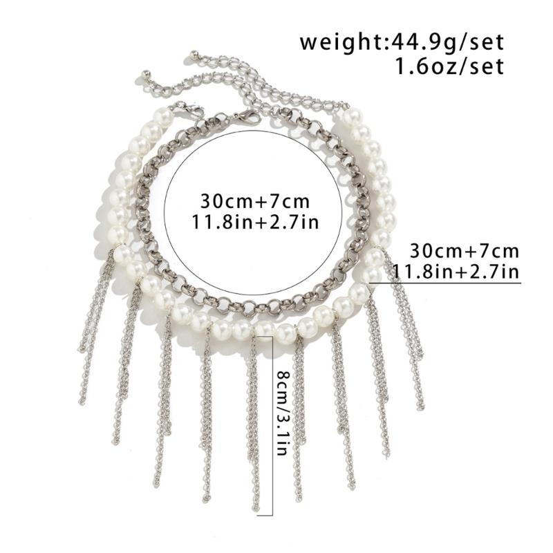Double Layer Collar Necklace Elegant Imitation Pearls Choker Vintage Tassels Necklace Clavicle Chain Fashion Jewelry