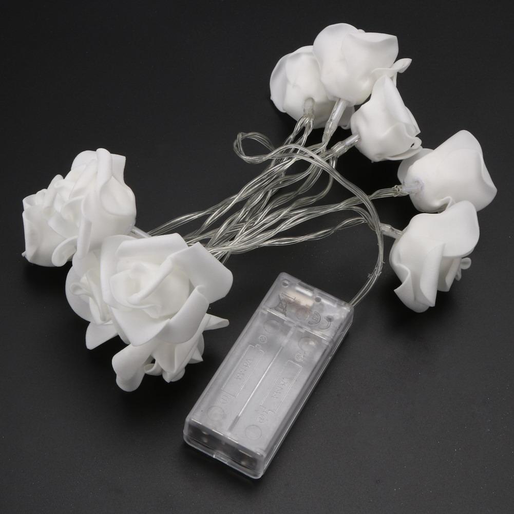 10LED Rose Flower String Lights Battery Operated For Wedding Home Party Birthday Festival Indoor Outdoor Decorations 1.2M