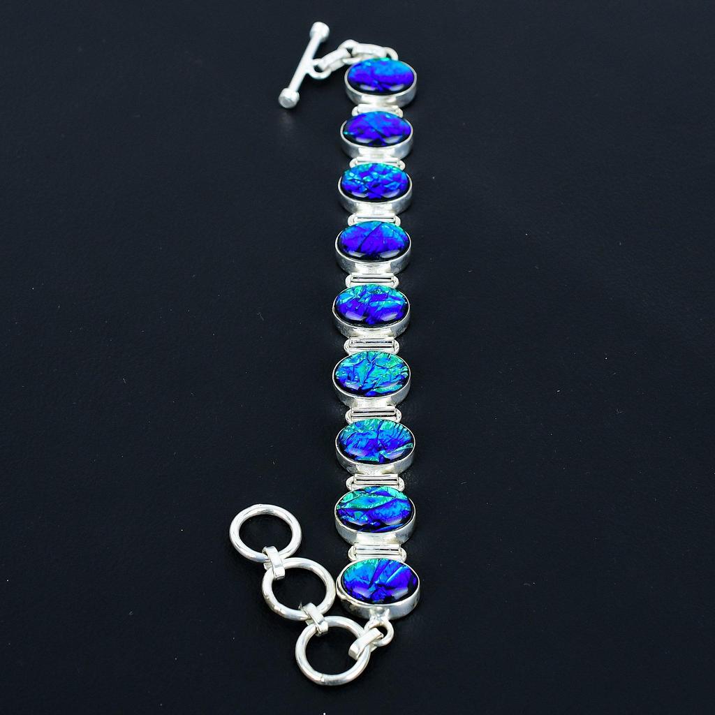 Australian Triplet Opal Bracelet 925 Sterling Silver Bracelet Adjustable Chain Bracelet Handmade Boho Bracelet Opal Gemstone Jewelry Engagement Gifts