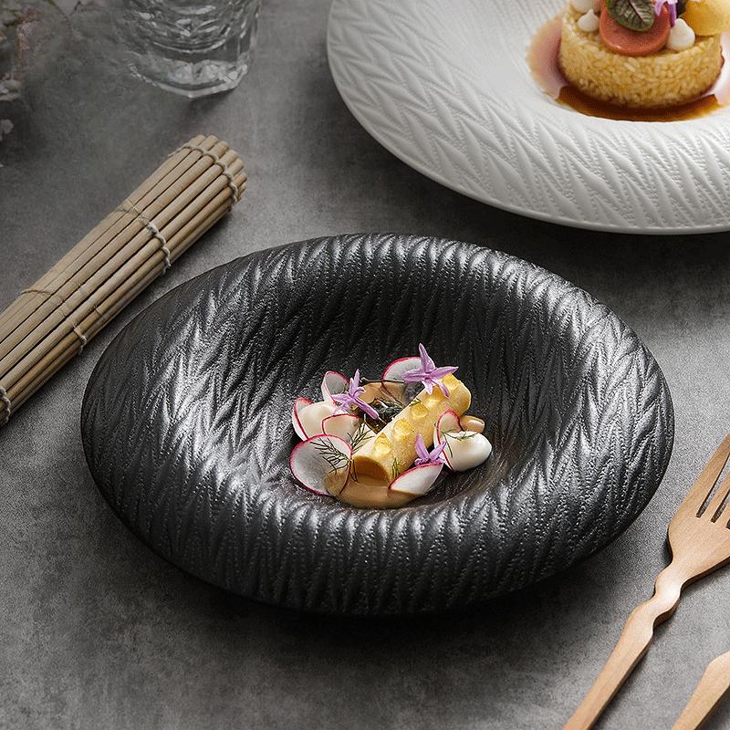 

Креативная керамическая круглая тарелка для стейка, западная еда, тарелка для десерта высокого класса, салатник, изысканная специальная посуда