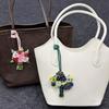 Fashion 3D Sequin Flowers Bouquet Beaded Pendant DIY Rhinestone Beads Keychain Lanyard Hanging Rope Handmade Bag Accessories