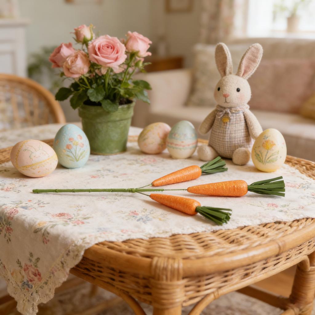 Easter Carrot Stem Decoration Set, Suitable For Easter Spring Home And Table Decorations.