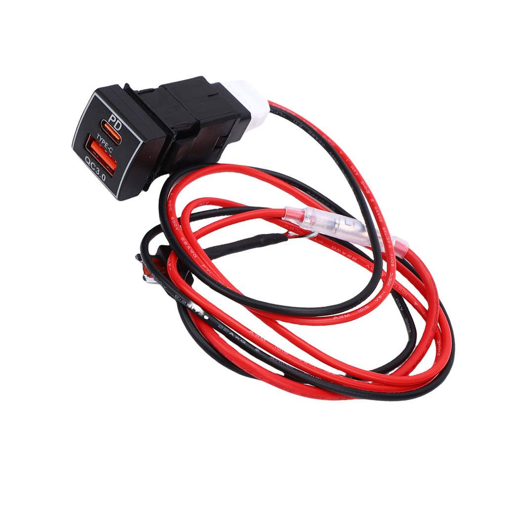 Prise allume-cigare pour voiture Type C Charge Rapide QC3.0 PD3.0 Double Port USB Remplacement pour Rav4 Corolla Camry Série 70 Prado