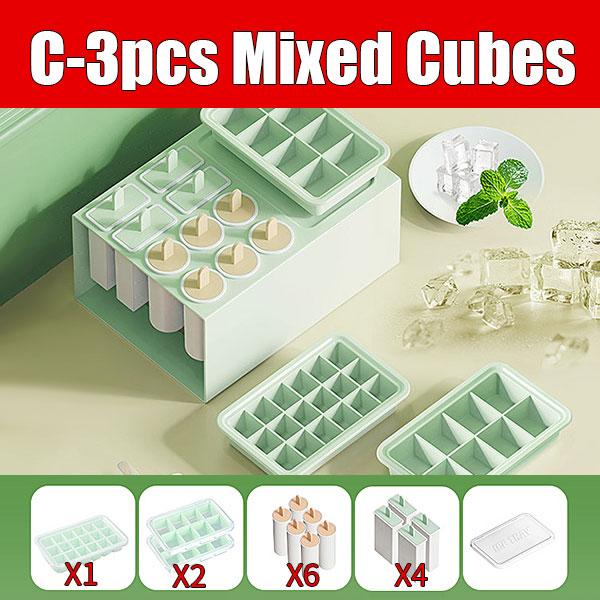 Multifunctional Ice Cream Ice Lollipop Molds with Cube Cube Trays for Easy Clean Flexible 2 in 1 ice cubes Container with Lid