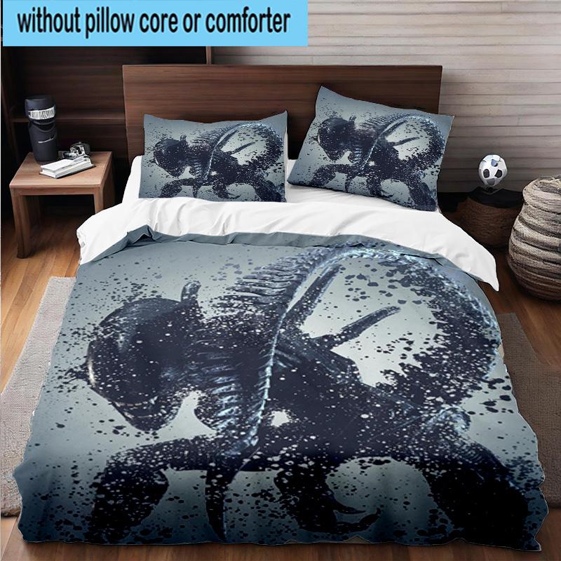 3PCS Alien Horror Artwork 3pcs Bedding,Including 3PCS Duvet Cover And 2pcs Pillowcases Perfect for Christmas,Ideal for Bedroom, Dormitory