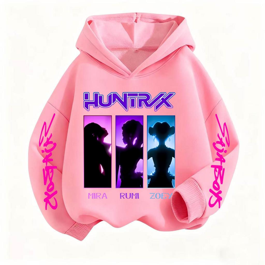 Bluzy i bluzy dla dziewcząt Nowy K-pop Demon Hunter Słodki nadruk z kreskówki Dziewczęca codzienna sportowa bluza z kapturem